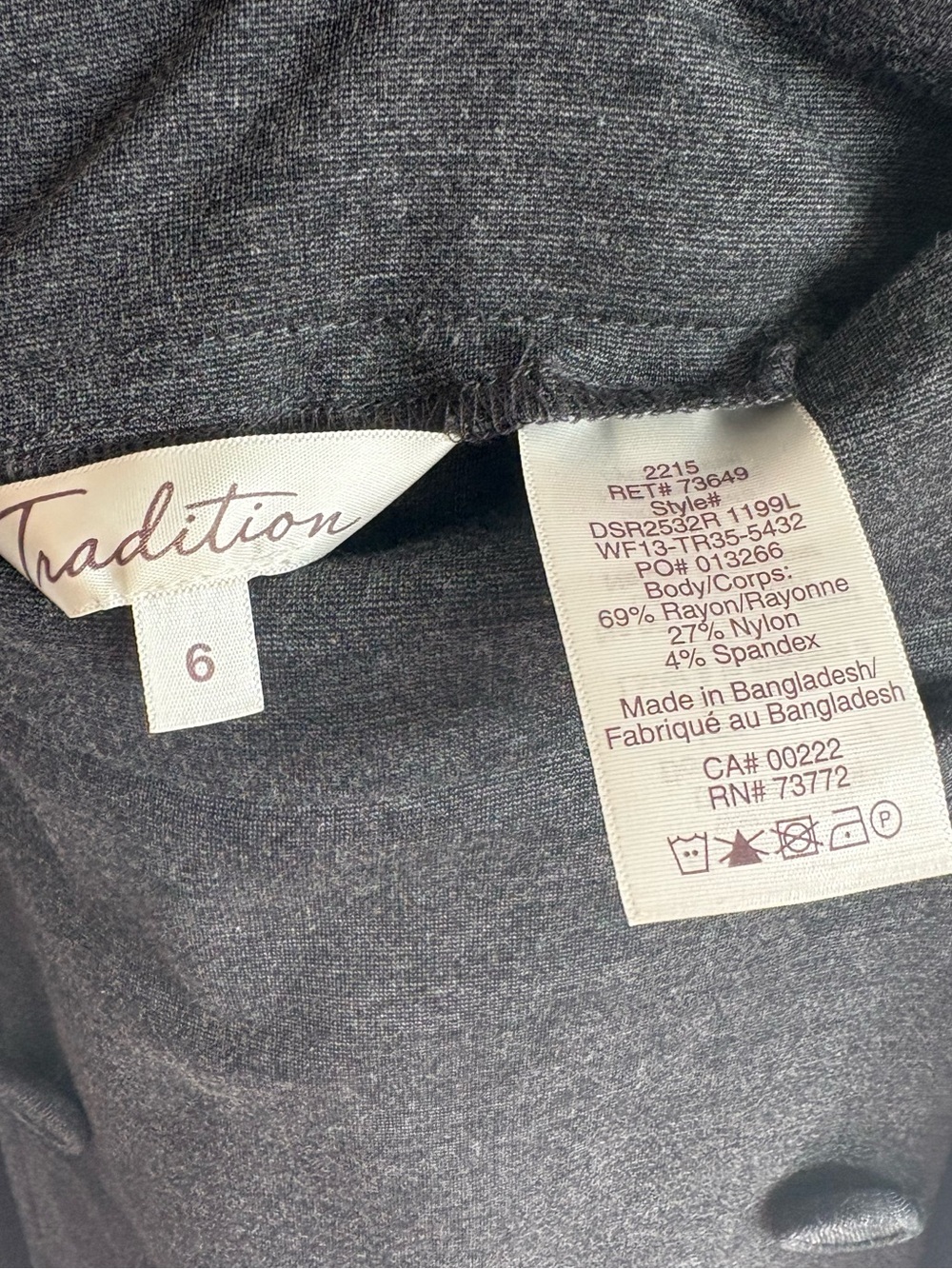Tradition Gray A-Line Knit Skirt Size 6 Button Detail Career Casual - Picture 6 of 6